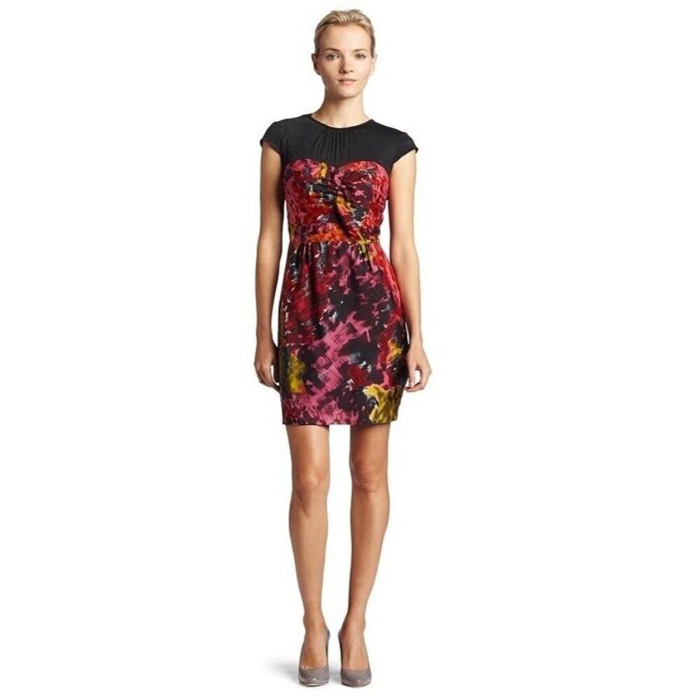 Trina Turk L.A Women's Mock Strapless Watercolor‎ Dress Size 8 Wool / Silk USA